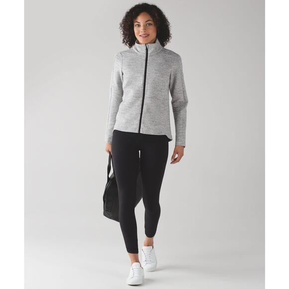 Lululemon Going Places Jacket Grey Black Heathered Space Dye Zip Up Size 4 - Picture 1 of 7